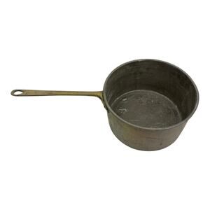 Antique/ Vintage Copper Saucepan with‎ Brass Handle Tin Lined, Hand Riveted